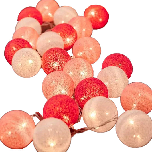 LED Cotton Ball String Lights ¨C Battery-Operated Decorative Lights for Christmas, Holidays, Room Decor, and Tents