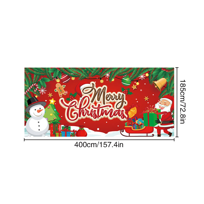 Christmas Garage Banner ¨C Santa Claus Holiday Atmosphere Wide-Format Decorative Background Fabric