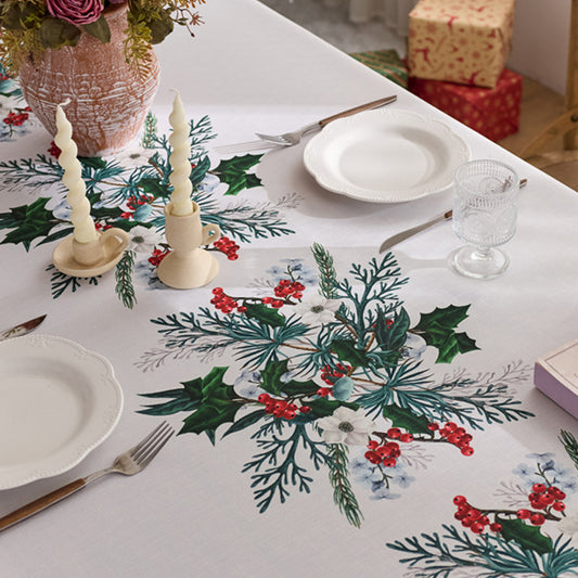 Seasonal-themed printed waterproof rectangular dining tablecloth for restaurant decoration