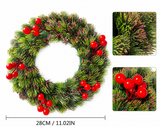 European-style Christmas garland with red berries¡ªsuitable for door, wall, or ceiling hanging, as well as mall window displays and hotel decor