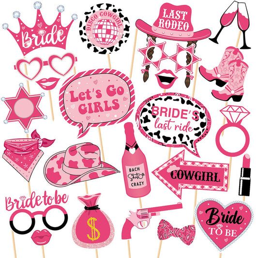 Wild West Themed Birthday Party Decor ¨C 25-Piece Set of Cowboy-Style Photo Props and Glasses