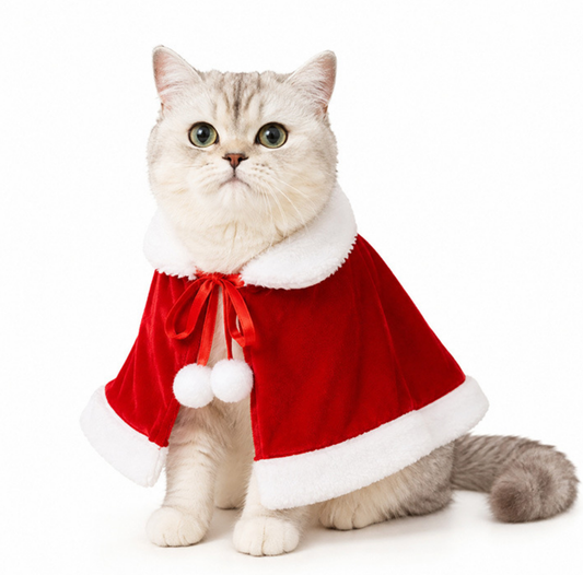 Adult Christmas Shawl/Performance Cape; Santa Claus Cape; Christmas Cape for Children, Pets, and Cats; Christmas Outfit (Human & Pet)
