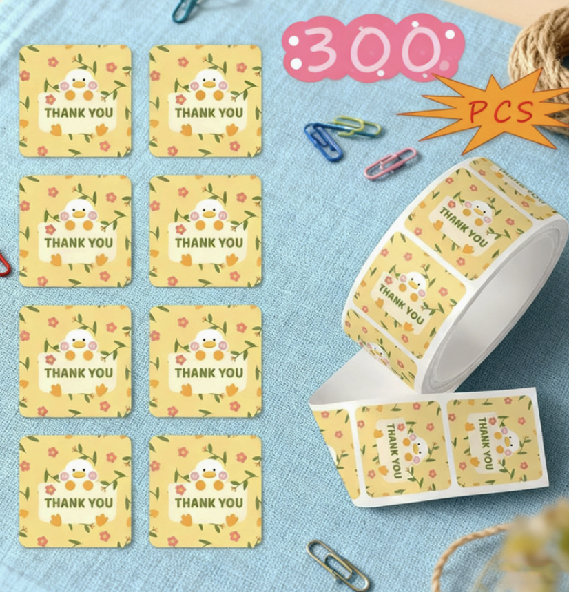 Thank You Sticker Square Sealing Sticker 300 Sheets Adhesive Label Sealing Sticker