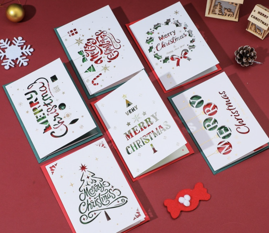 Christmas Christmas Eve Creative Hollow-Out English Greeting Card Blessing Gift Message Card Small Card