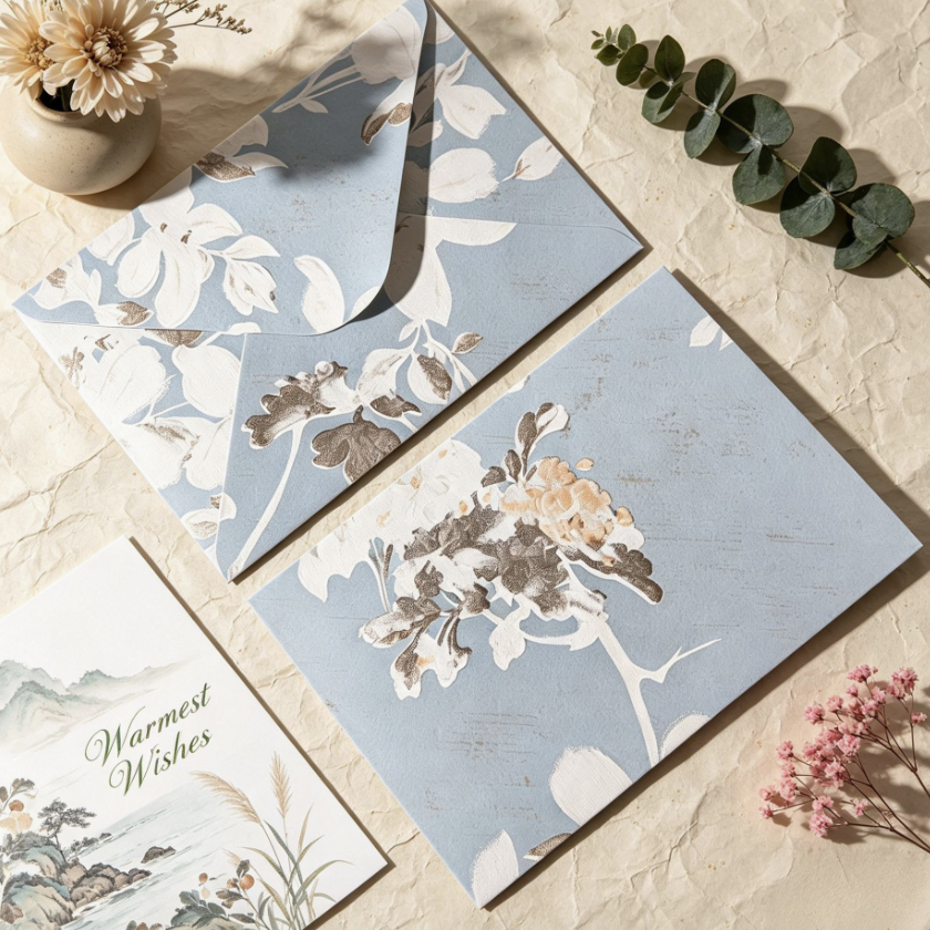 Vintage Artistic Envelope-Style Greeting Card Letter Paper Invitation