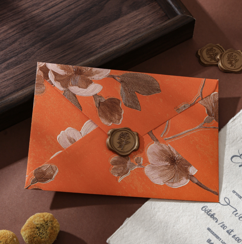 Yunjin Embossed Texture Envelope Vintage Embossed Pattern High-End Colorful Hot Stamping Invitation