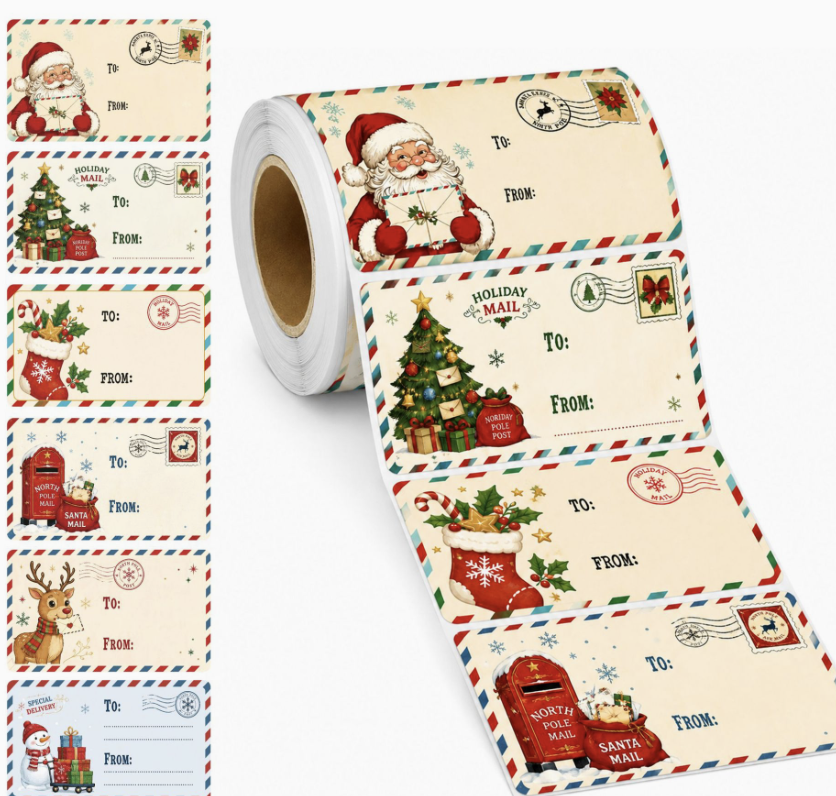 Christmas Gift Tag Stickers Universal Adhesive Labels for Holiday Gift Wrapping