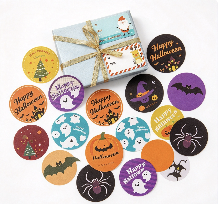 10 Sheets/Pack Sheet Stickers Christmas Holiday Decoration Gift Series Adhesive Stickers Gift Labels