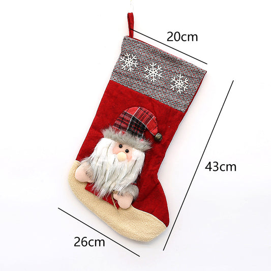 Large Christmas Crafted Decorative Sock Gift Bag