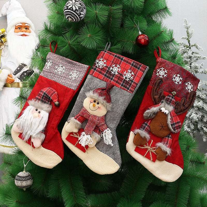 Large Christmas Crafted Decorative Sock Gift Bag