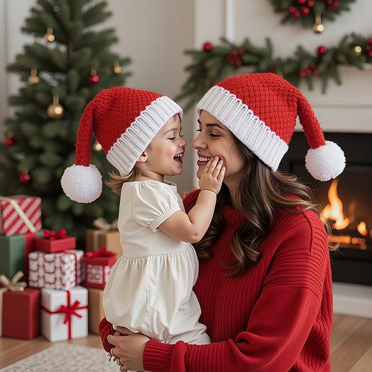 Parent-Child Christmas Hat ¨C Knitted Hat for Adults & Kids (Autumn/Winter) ¨C Festive Party Accessory