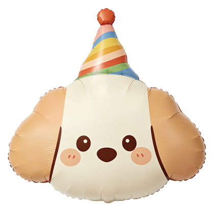 Cute cartoon birthday hat with animal-shaped aluminum foil balloon