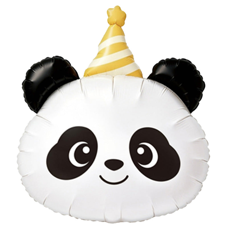 Cute cartoon birthday hat with animal-shaped aluminum foil balloon