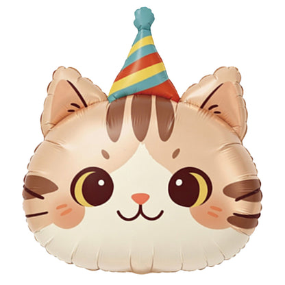 Cute cartoon birthday hat with animal-shaped aluminum foil balloon