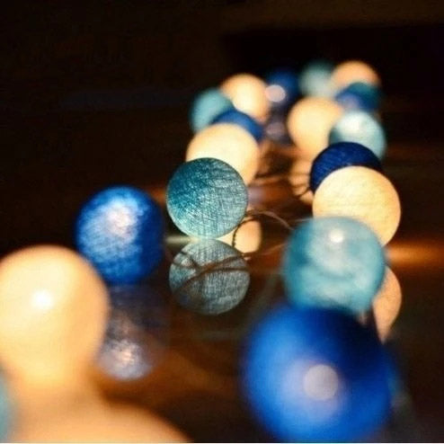 LED Cotton Ball String Lights ¨C Battery-Operated Decorative Lights for Christmas, Holidays, Room Decor, and Tents