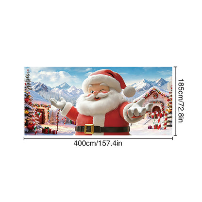Christmas Garage Banner ¨C Santa Claus Holiday Atmosphere Wide-Format Decorative Background Fabric