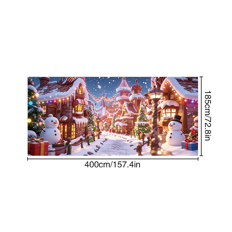 Christmas Garage Banner ¨C Santa Claus Holiday Atmosphere Wide-Format Decorative Background Fabric