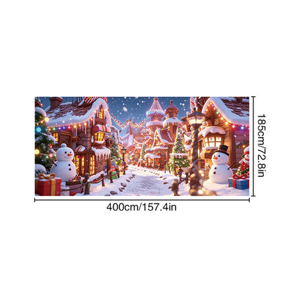 Christmas Garage Banner ¨C Santa Claus Holiday Atmosphere Wide-Format Decorative Background Fabric