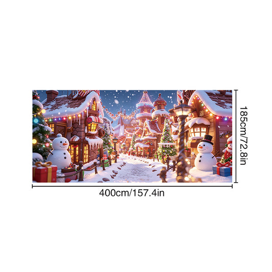 Christmas Garage Banner ¨C Santa Claus Holiday Atmosphere Wide-Format Decorative Background Fabric