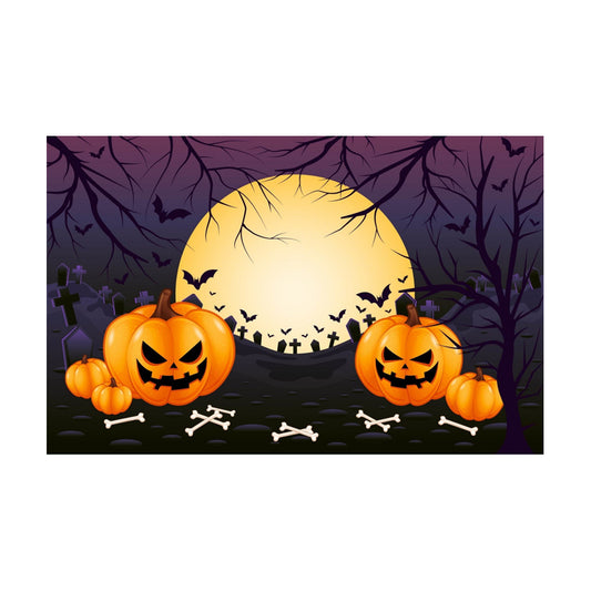 Halloween backdrop with creative font and cartoon pumpkin design ¨C perfect for creating a festive holiday atmosphere
