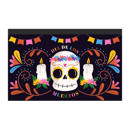Background fabric with skull-themed party wall decor ¨C creates a spooky atmosphere