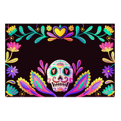 Background fabric with skull-themed party wall decor ¨C creates a spooky atmosphere