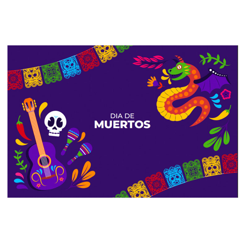 Background fabric with skull-themed party wall decor ¨C creates a spooky atmosphere