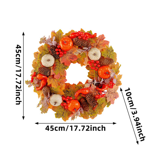 Pumpkin and pinecone wreath door and window decoration