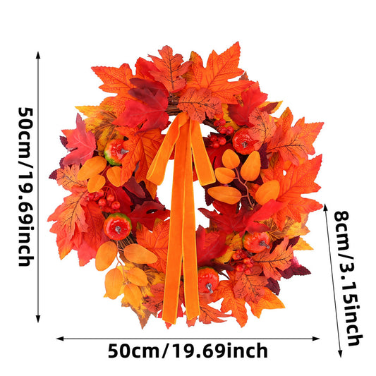 Pumpkin and pinecone wreath door and window decoration