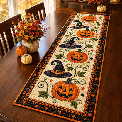 Halloween table flags and tablecloths; Halloween pumpkin-print table flags; festive party home decor table linens