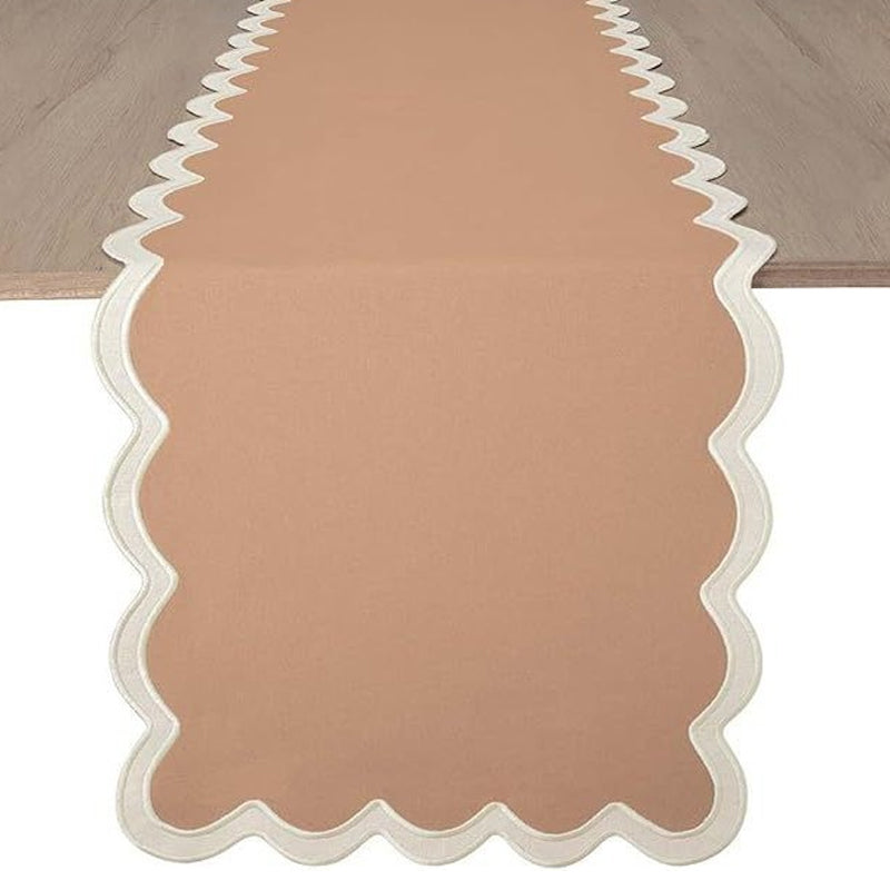 Pure cotton appliqu¨¦ table flag with exquisite embroidery and wavy-edge tablecloth