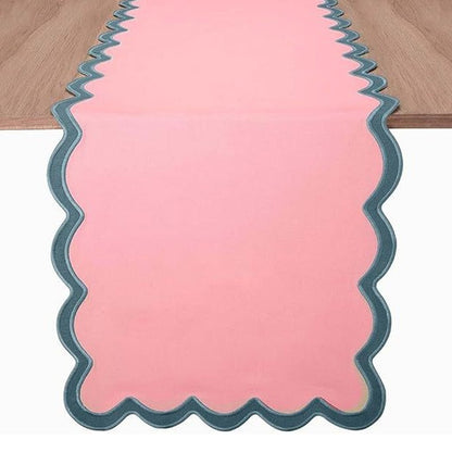 Pure cotton appliqu¨¦ table flag with exquisite embroidery and wavy-edge tablecloth