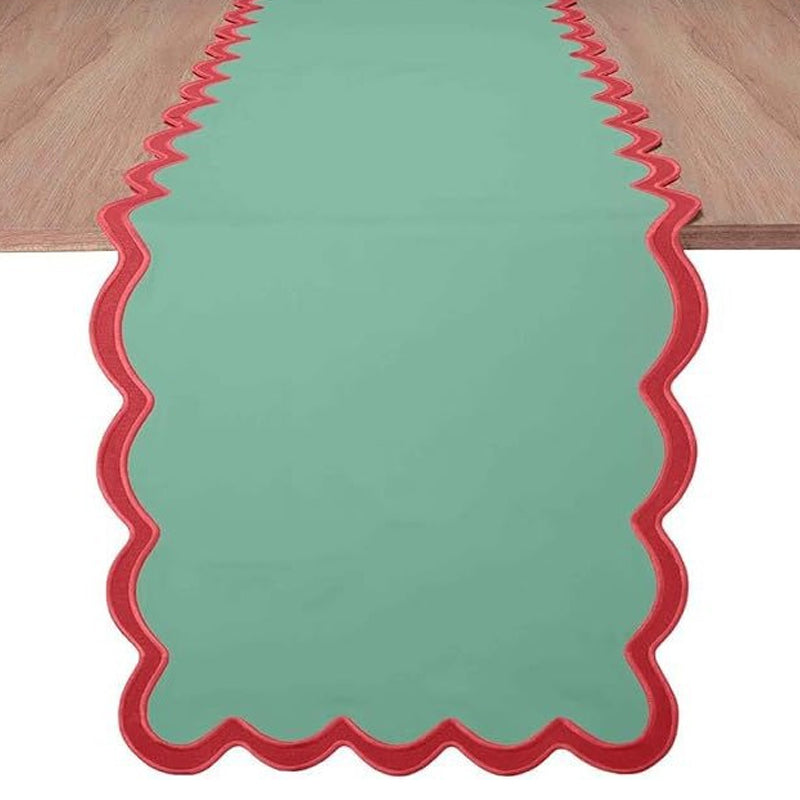 Pure cotton appliqu¨¦ table flag with exquisite embroidery and wavy-edge tablecloth