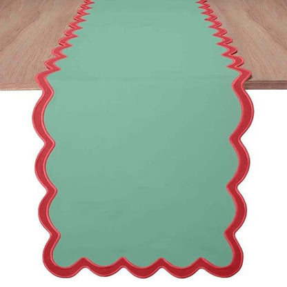 Pure cotton appliqu¨¦ table flag with exquisite embroidery and wavy-edge tablecloth