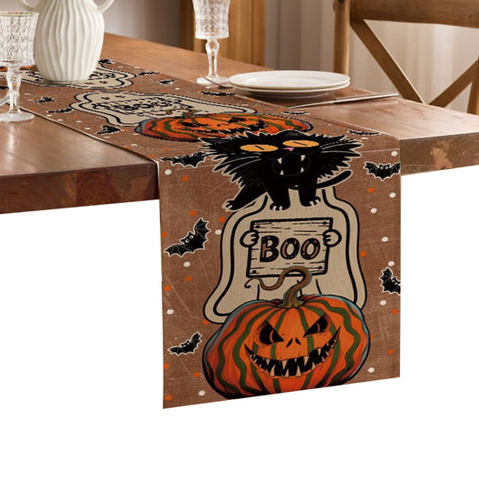 Pumpkin Ghost Cat Festival Family Party Tablecloth