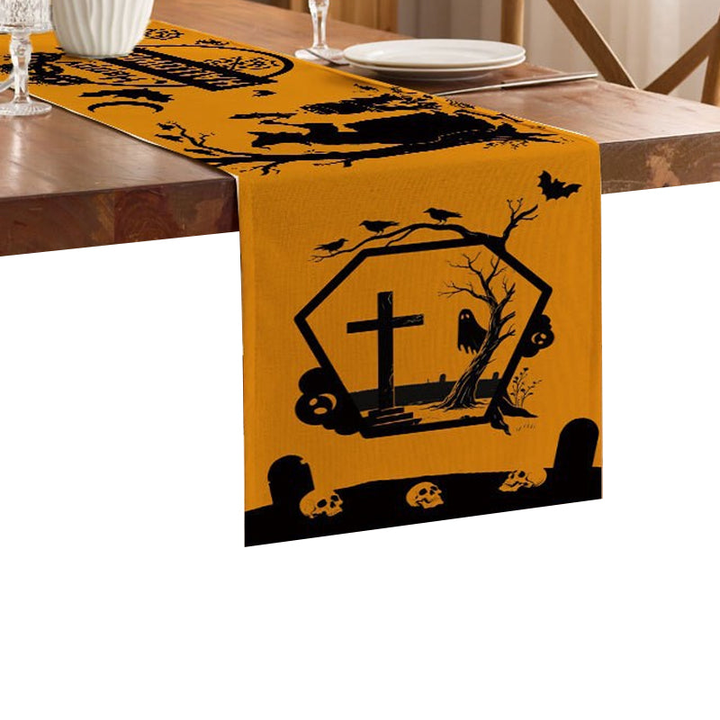 Pumpkin Ghost Cat Festival Family Party Tablecloth