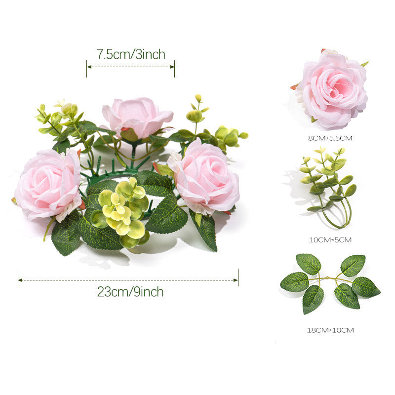 Artificial Rose Candle Wreath ¨C European-Style Festive Candle Ring & Candle Holder Decoration