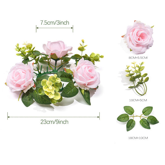Artificial Rose Candle Wreath ¨C European-Style Festive Candle Ring & Candle Holder Decoration