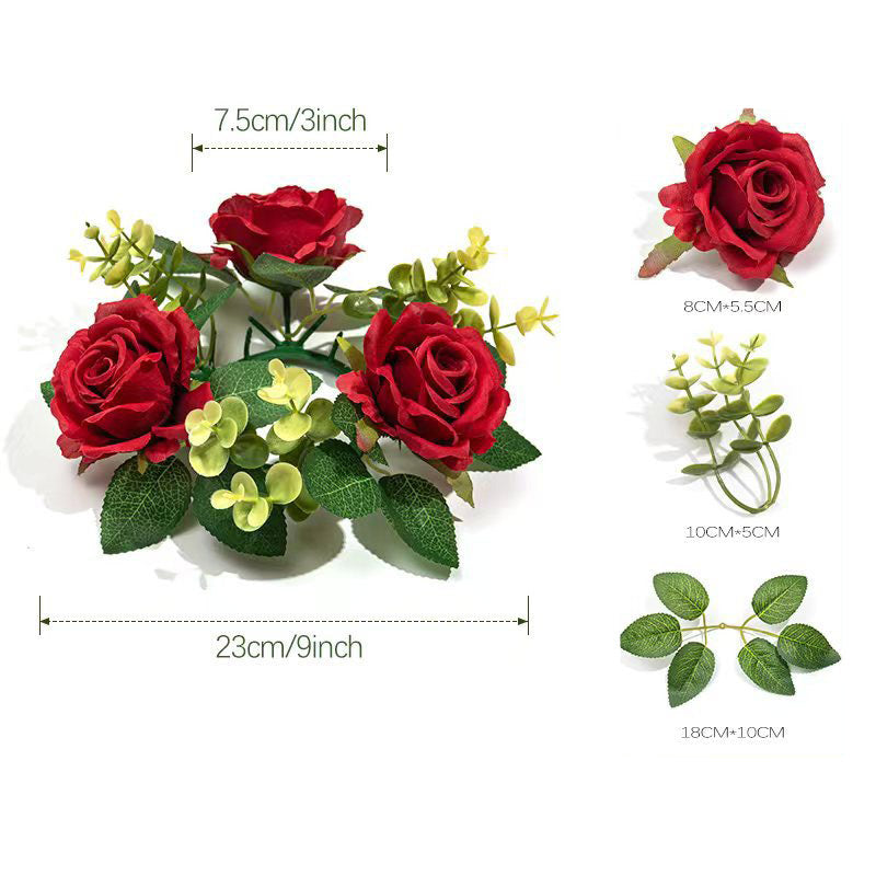 Artificial Rose Candle Wreath ¨C European-Style Festive Candle Ring & Candle Holder Decoration
