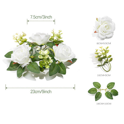 Artificial Rose Candle Wreath ¨C European-Style Festive Candle Ring & Candle Holder Decoration
