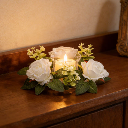 Artificial Rose Candle Wreath ¨C European-Style Festive Candle Ring & Candle Holder Decoration