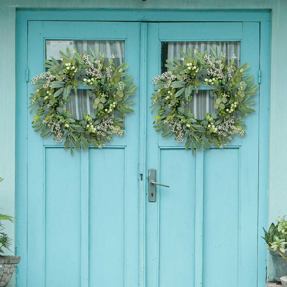 Artificial Berry and Eucalyptus Wreath ¨C Creative Faux Foliage Garland for Holiday Door Decor