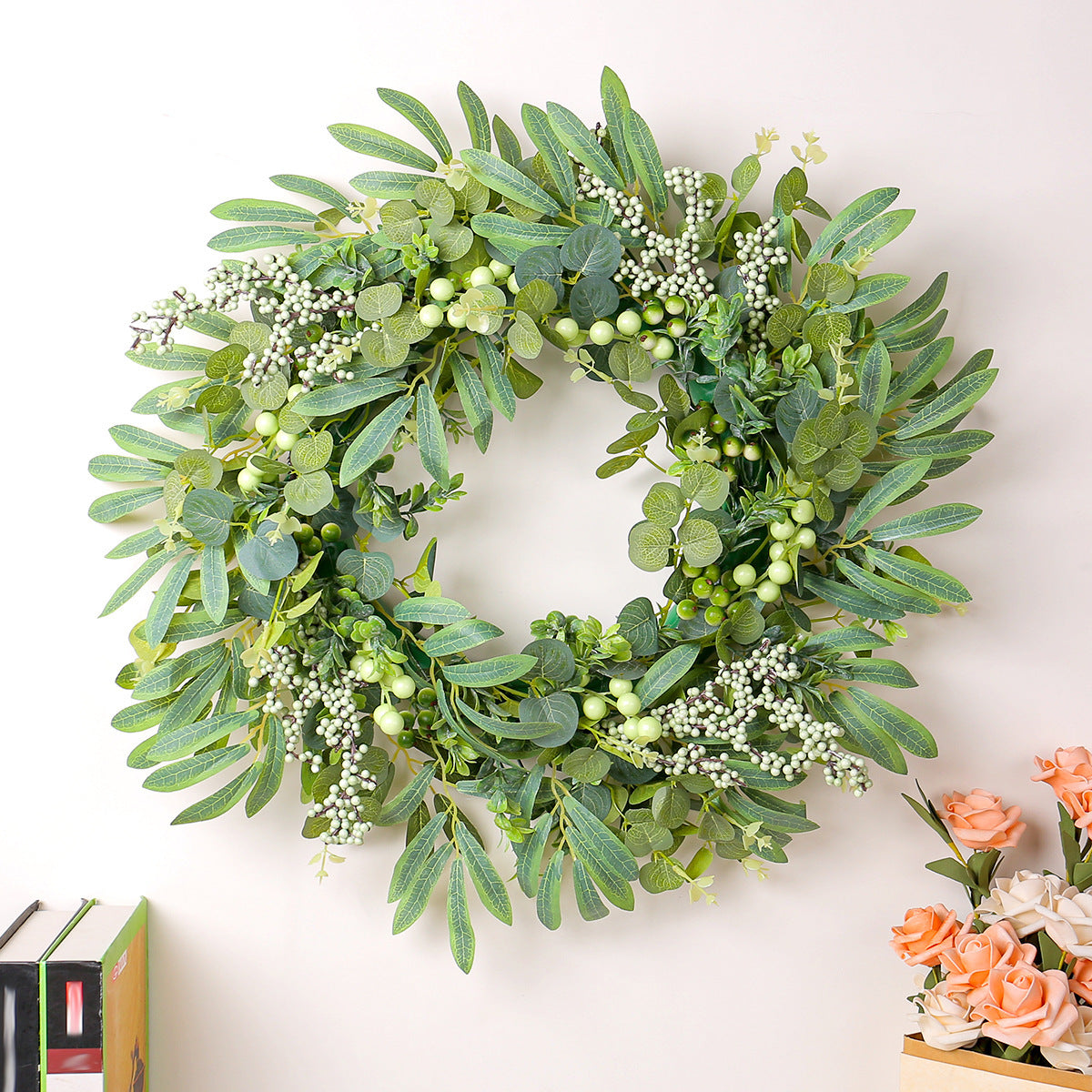 Artificial Berry and Eucalyptus Wreath ¨C Creative Faux Foliage Garland for Holiday Door Decor