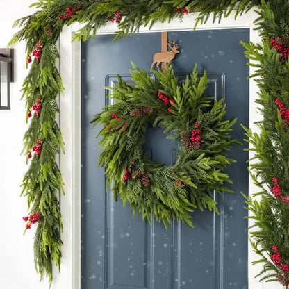 Artificial Christmas Pine Cone Wreath ¨C Front Door, Staircase, and Home Party Decoration