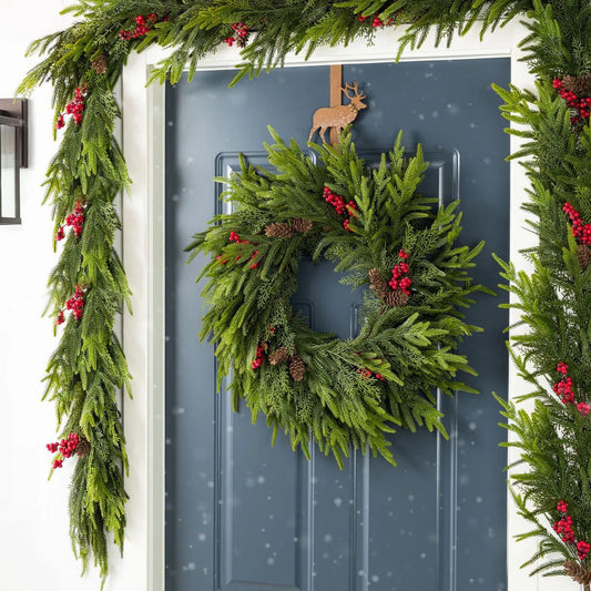 Artificial Christmas Pine Cone Wreath ¨C Front Door, Staircase, and Home Party Decoration