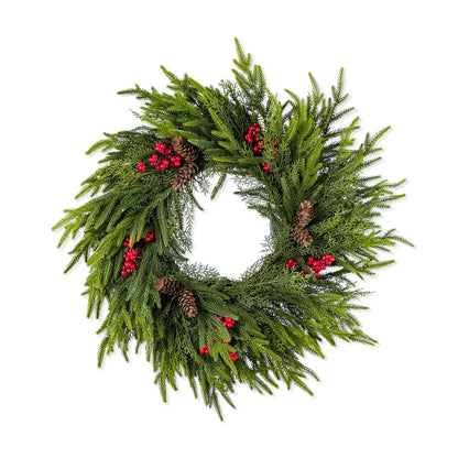 Artificial Christmas Pine Cone Wreath ¨C Front Door, Staircase, and Home Party Decoration