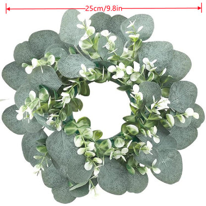 Western-style Artificial Eucalyptus and Rose Candle Wreath ¨C Tabletop Decor for Parties and Candle Holders