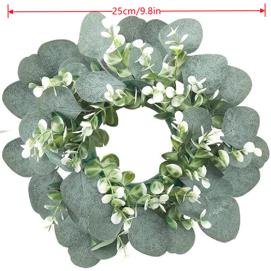 Western-style Artificial Eucalyptus and Rose Candle Wreath ¨C Tabletop Decor for Parties and Candle Holders