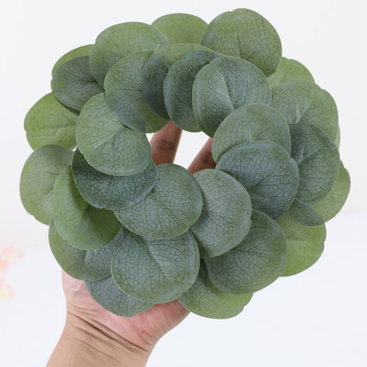 Western-style Artificial Eucalyptus and Rose Candle Wreath ¨C Tabletop Decor for Parties and Candle Holders
