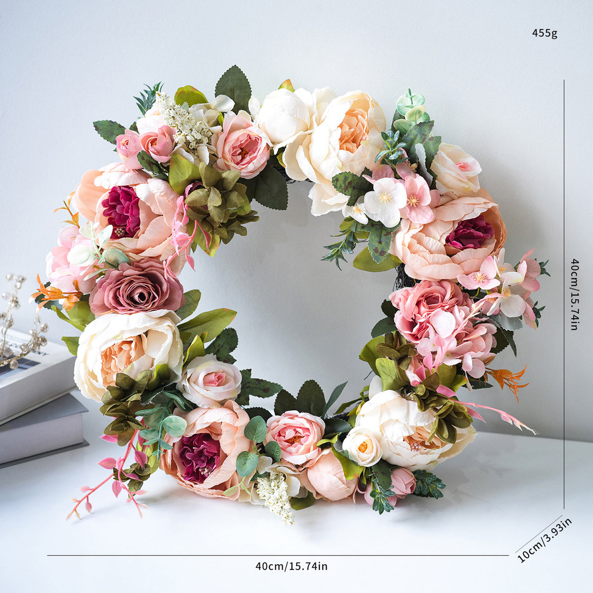 Peony Wreath ¨C Wedding & Holiday Decor, Door & Wall Ornament, Spring Home Decoration
